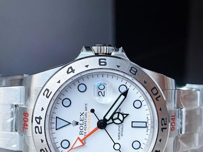 GMF Factory 1:1 EXPLORER II 42MM 216570 WHITE 904L SS BEST EDITION WHITE DIAL A3186