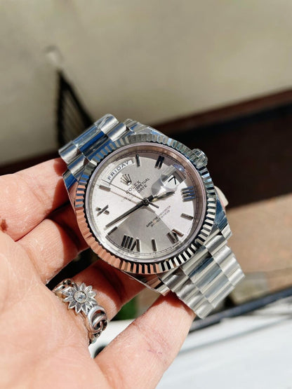 EWF Factory SS 1:1 Day Date II 228239 Best Edition White Textured Dial A3255