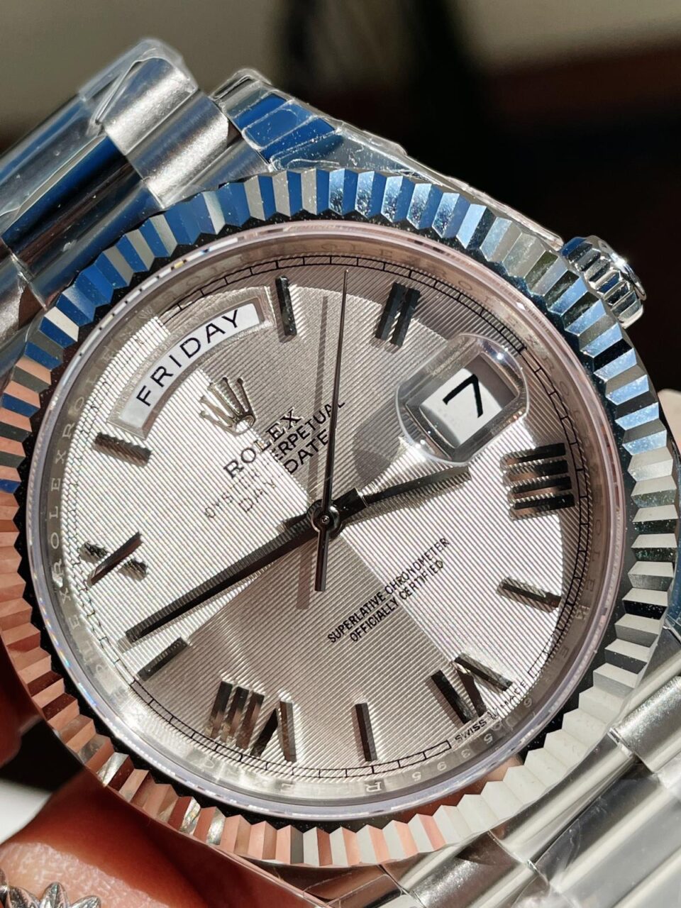 EWF Factory SS 1:1 Day Date II 228239 Best Edition White Textured Dial A3255