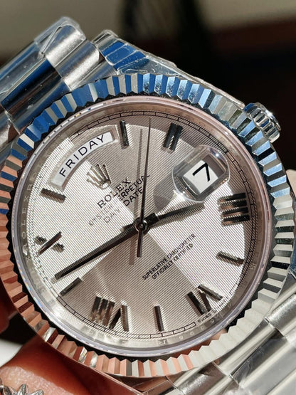 EWF Factory SS 1:1 Day Date II 228239 Best Edition White Textured Dial A3255