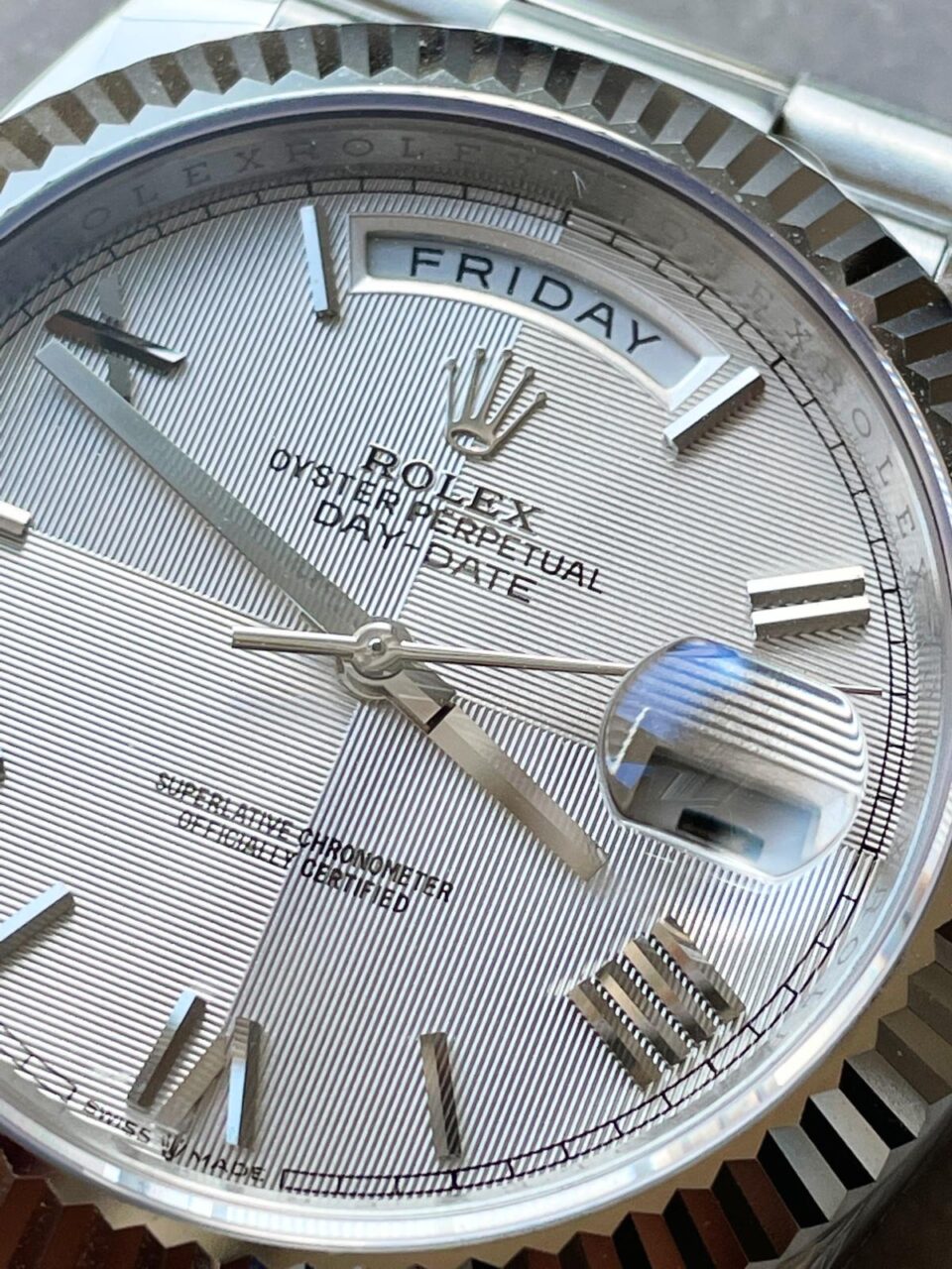 EWF Factory SS 1:1 Day Date II 228239 Best Edition White Textured Dial A3255