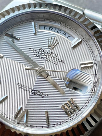 EWF Factory SS 1:1 Day Date II 228239 Best Edition White Textured Dial A3255