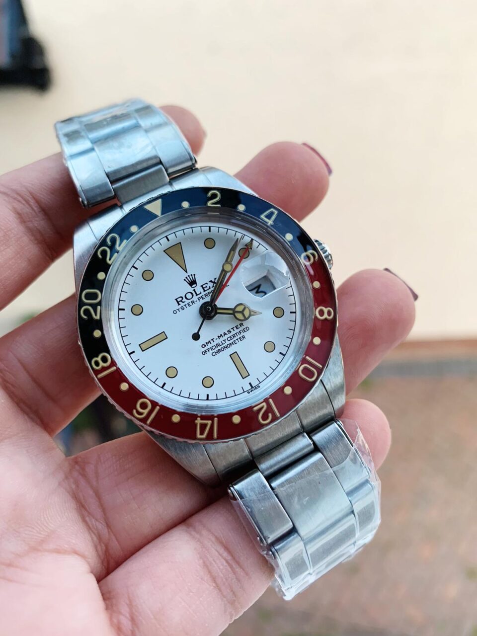 VINTAGE GMT Master 6542 Black/Red Bezel White Dial A2836