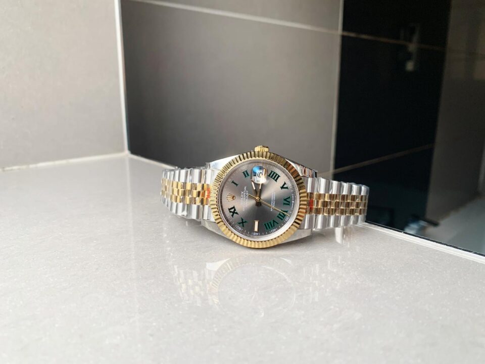 REF Factory 1:1 Best New DateJust 41 126334 SS/YG Edition Gray Dial Green Roman Markers A3235