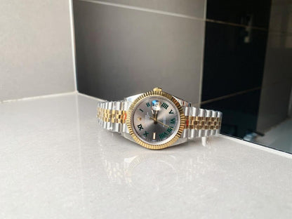 REF Factory 1:1 Best New DateJust 41 126334 SS/YG Edition Gray Dial Green Roman Markers A3235