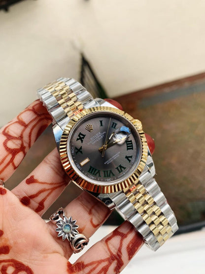 REF Factory 1:1 Best New DateJust 41 126334 SS/YG Edition Gray Dial Green Roman Markers A3235