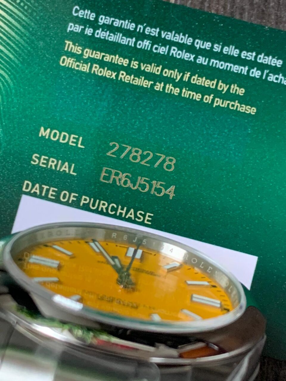 EW FACTORY 1:1 OYSTER PERPETUAL YELLOW DIAL 41MM Asian A3230
