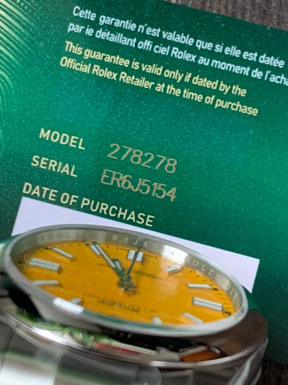 EW FACTORY 1:1 OYSTER PERPETUAL YELLOW DIAL 41MM Asian A3230