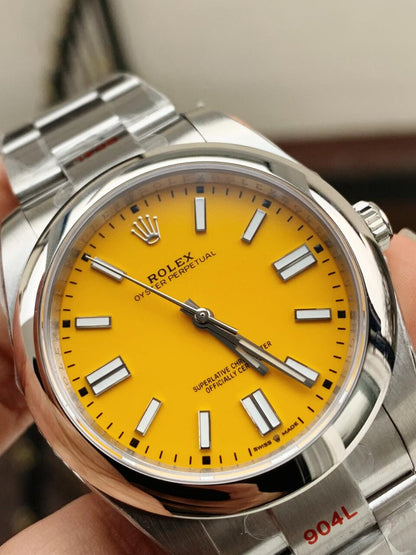 EW FACTORY 1:1 OYSTER PERPETUAL YELLOW DIAL 41MM Asian A3230