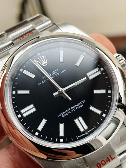 EW FACTORY 1:1 OYSTER PERPETUAL BRIGHT BLACK DIAL41MM Asian A3230