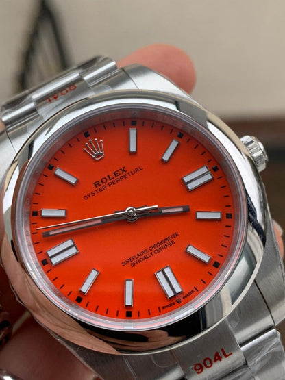 EW FACTORY 1:1 OYSTER PERPETUAL CORAL RED DIAL 41MM Asian A3230