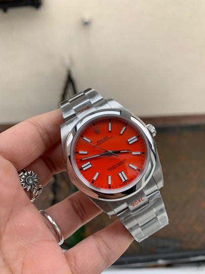 EW FACTORY 1:1 OYSTER PERPETUAL CORAL RED DIAL 41MM Asian A3230