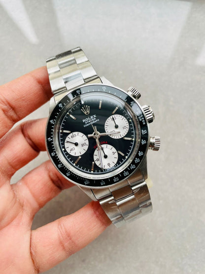 VINTAGE Daytona 6263 SS Black Dial 2 on Bracelet Venus 75