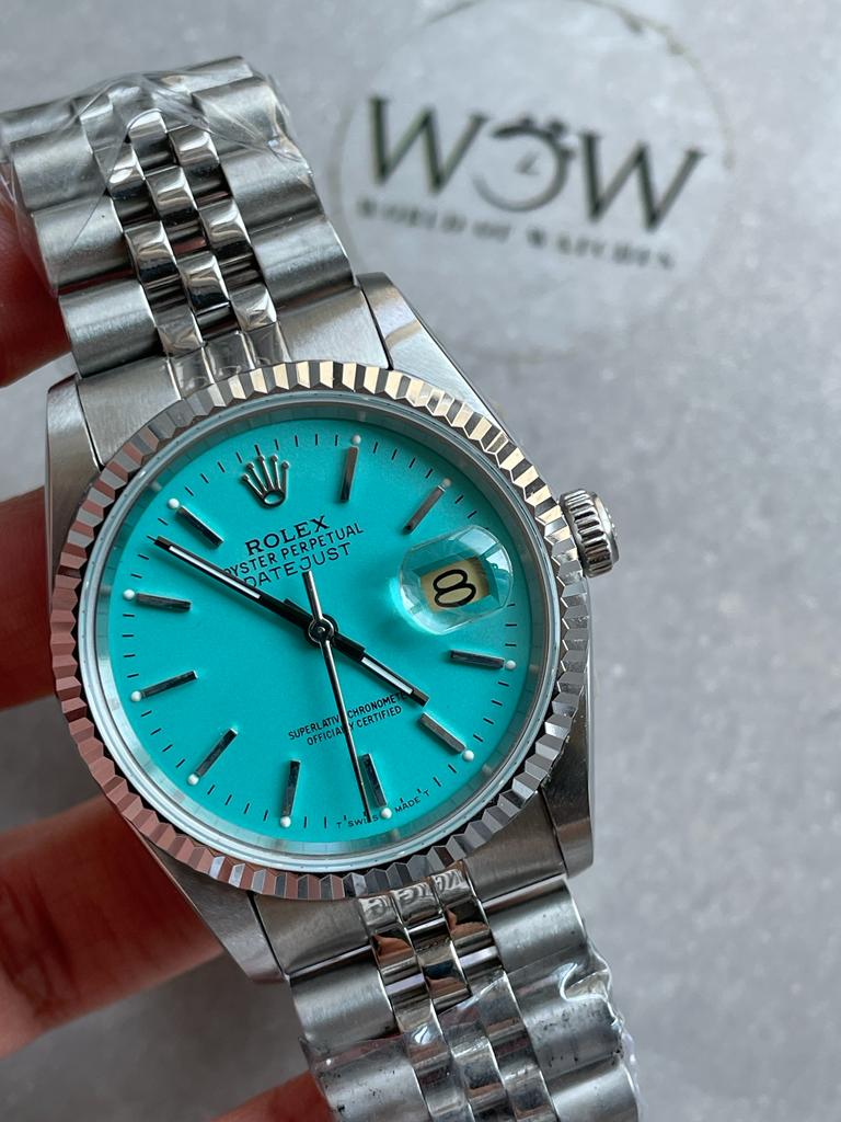 KING 1:1 DATEJUST 36mm 16233 FLUTED BEZEL BEST EDITION 904L STEEL TIFFANY BLUE DIAL A2825