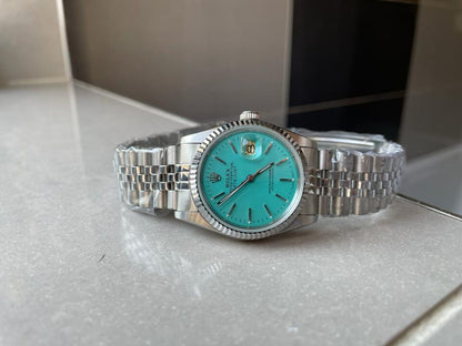 KING 1:1 DATEJUST 36mm 16233 FLUTED BEZEL BEST EDITION 904L STEEL TIFFANY BLUE DIAL A2825