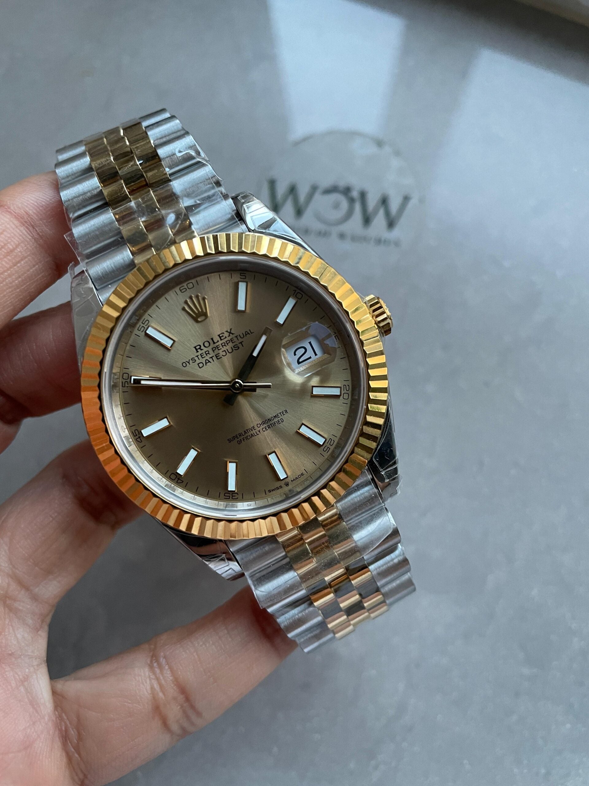VSF Factory 1:1 Datejust 41mm 126333 904L YG/SS Fluted Bezel Gold Dial on VS3235