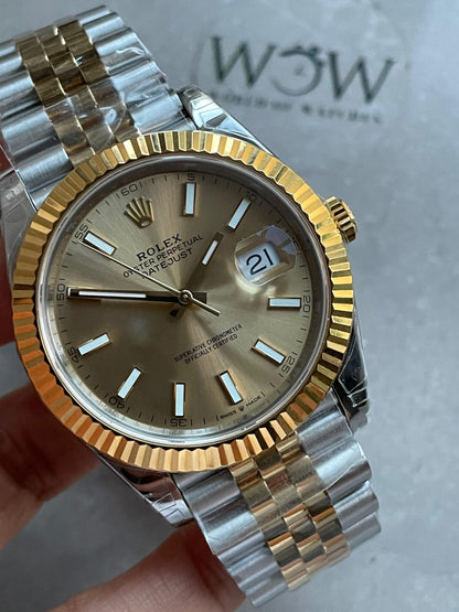 VSF Factory 1:1 Datejust 41mm 126333 904L YG/SS Fluted Bezel Gold Dial on VS3235