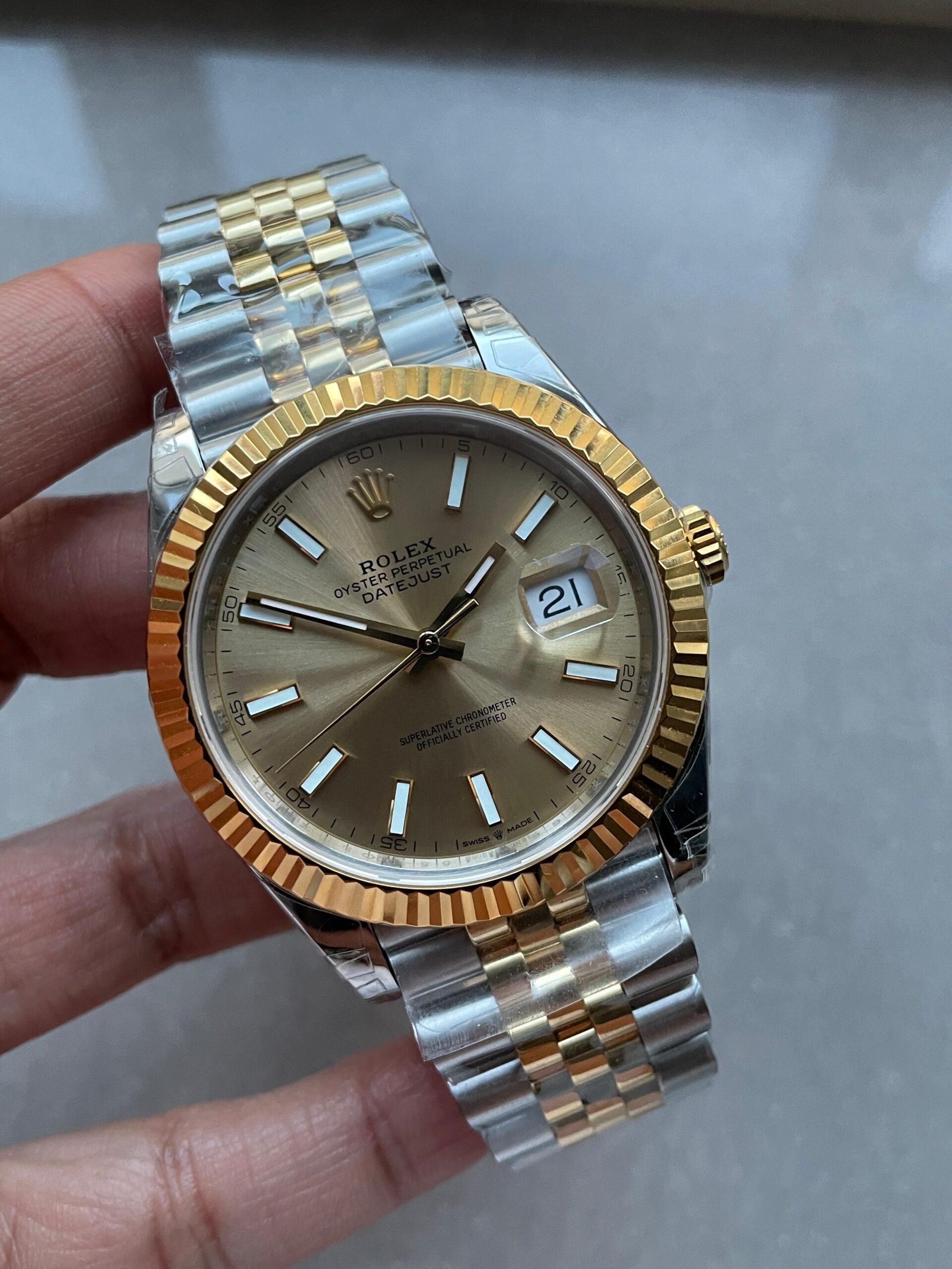VSF Factory 1:1 Datejust 41mm 126333 904L YG/SS Fluted Bezel Gold Dial on VS3235