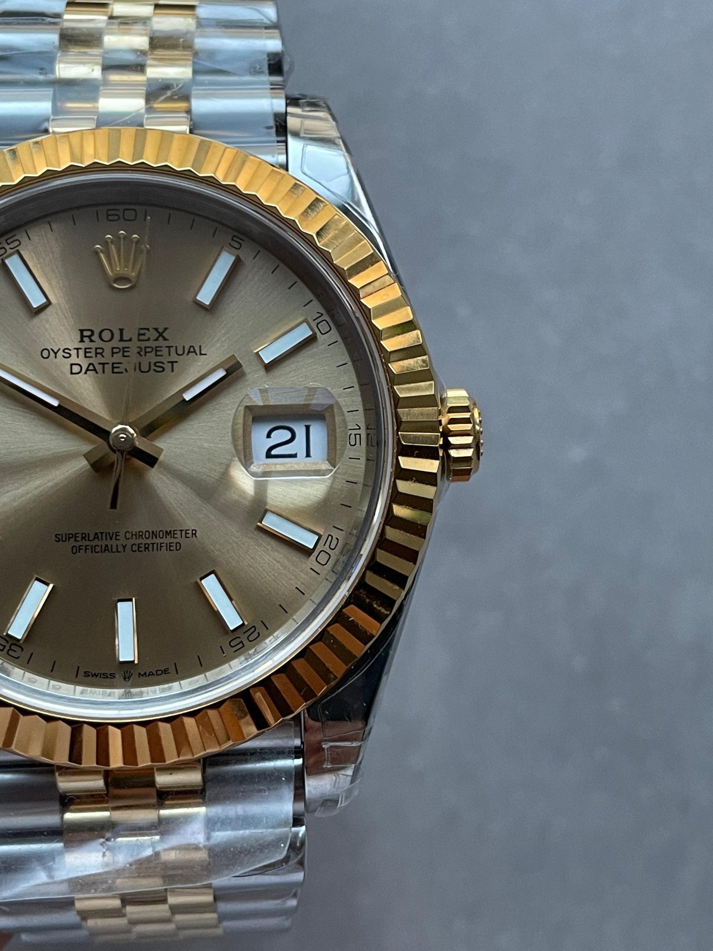 VSF Factory 1:1 Datejust 41mm 126333 904L YG/SS Fluted Bezel Gold Dial on VS3235