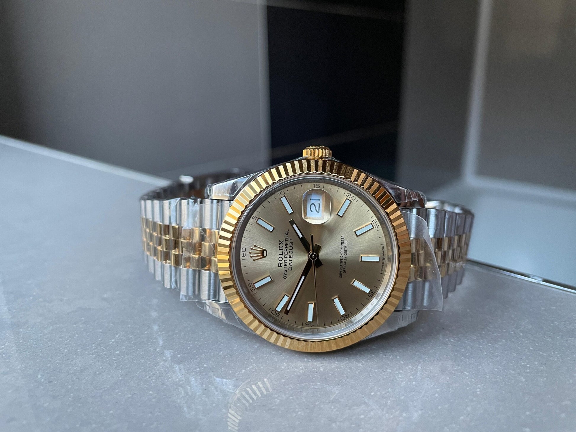 VSF Factory 1:1 Datejust 41mm 126333 904L YG/SS Fluted Bezel Gold Dial on VS3235