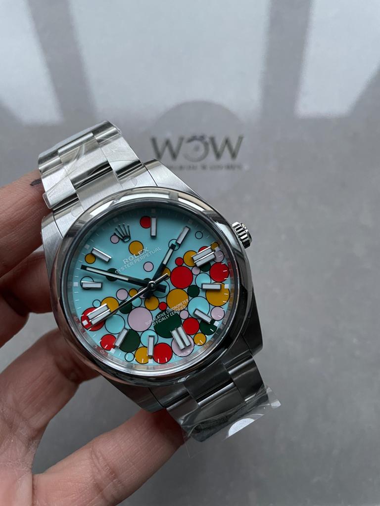 Clean FACTORY 1:1 Oyster Perpetual 41mm 124300 cele bration 904L SS Bubbles Dial VR3230