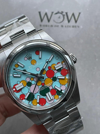 Clean FACTORY 1:1 Oyster Perpetual 41mm 124300 cele bration 904L SS Bubbles Dial VR3230