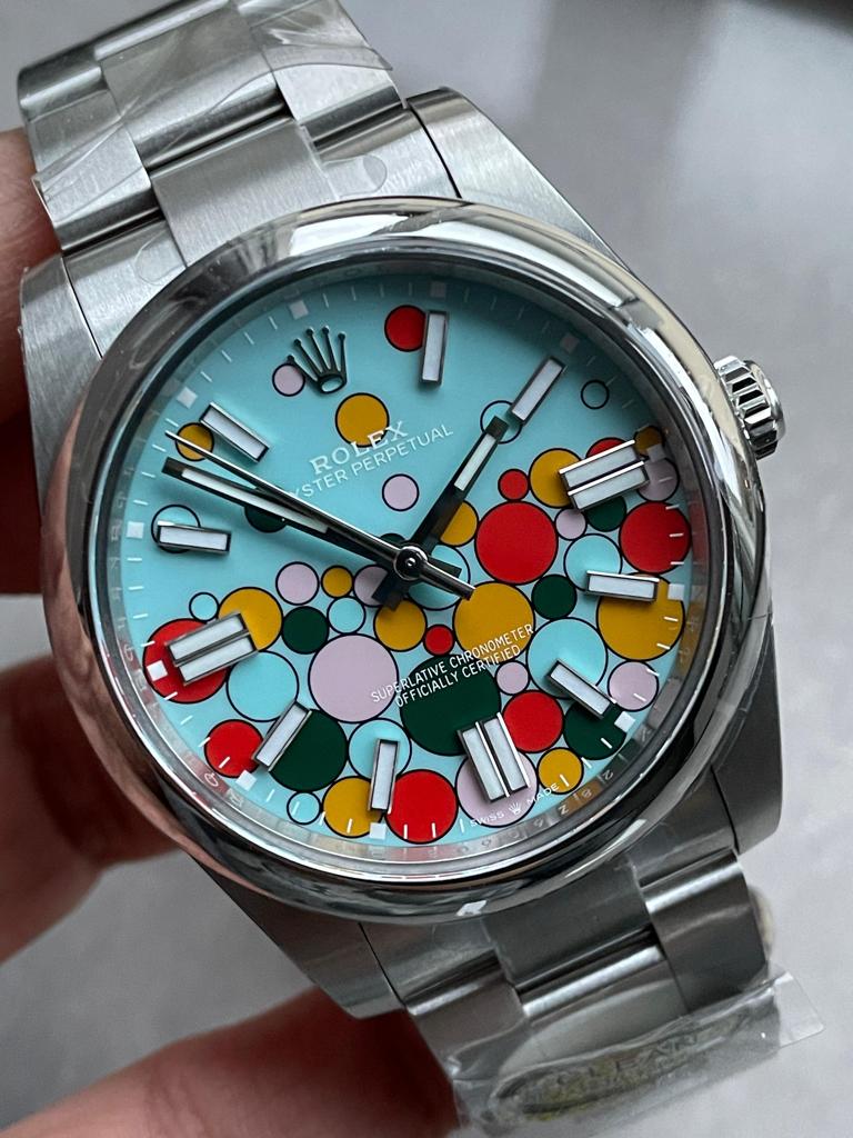 Clean FACTORY 1:1 Oyster Perpetual 41mm 124300 cele bration 904L SS Bubbles Dial VR3230