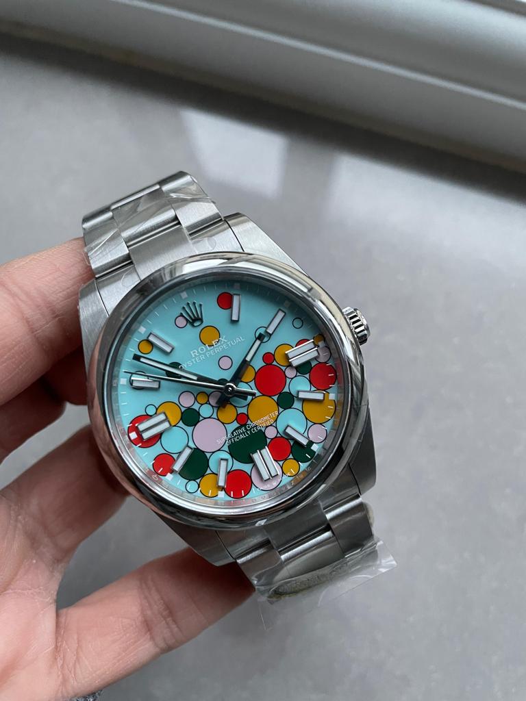 Clean FACTORY 1:1 Oyster Perpetual 41mm 124300 cele bration 904L SS Bubbles Dial VR3230
