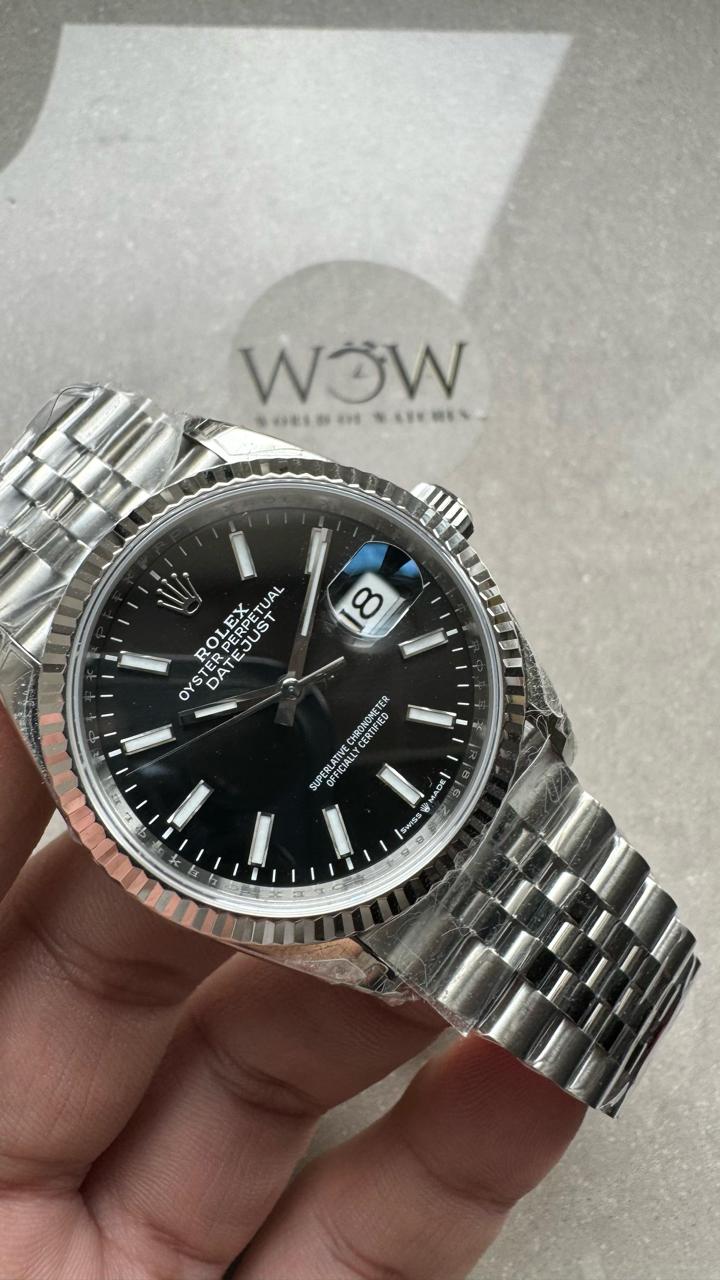 VSF Factory Datejust 36 904L SS Fluted Bezel Black Dial VS3235