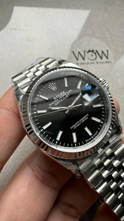 VSF Factory Datejust 36 904L SS Fluted Bezel Black Dial VS3235