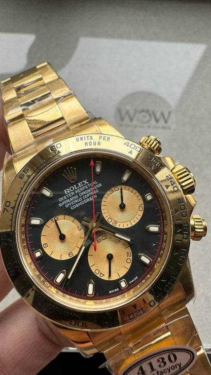 YG factory 1:1 Clean Daytona 116508 904L YG Black Dial A4130