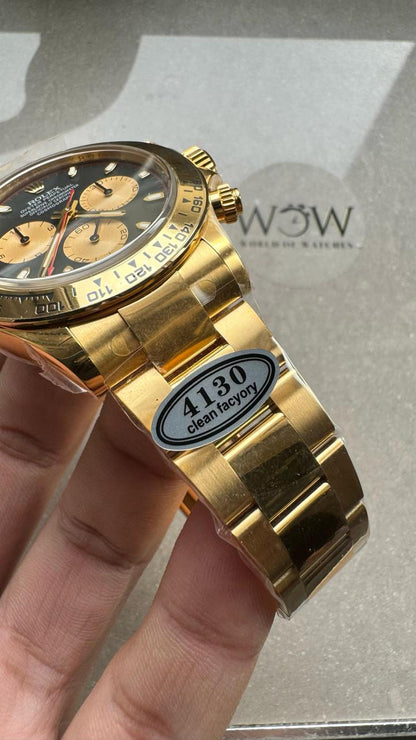 YG factory 1:1 Clean Daytona 116508 904L YG Black Dial A4130