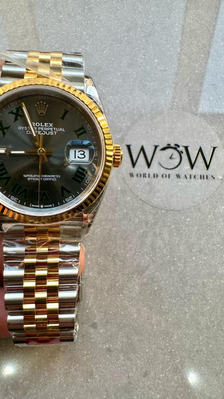 VSF Factory 1:1 datejust 36mm Wimbledon gold Best Edition 904L Wimbledon Steel Gray Dial Green Roman VR3235VSF