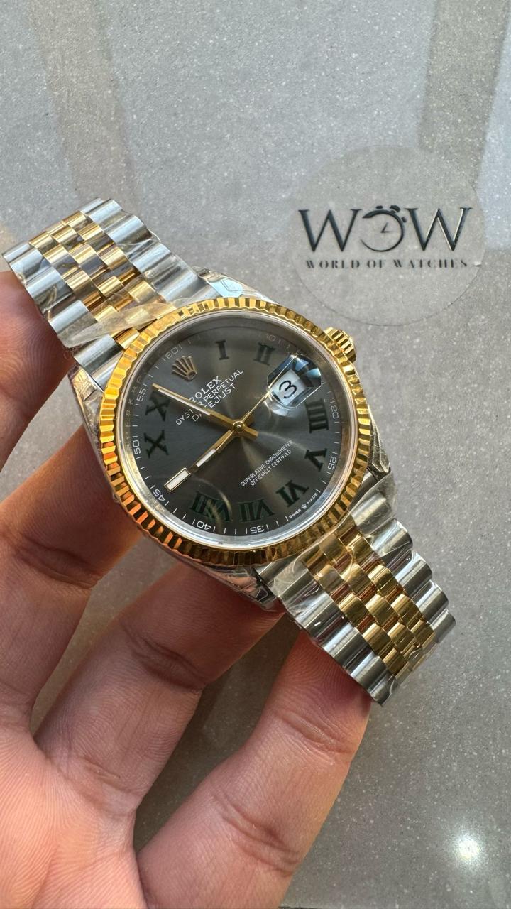 VSF Factory 1:1 datejust 36mm Wimbledon gold Best Edition 904L Wimbledon Steel Gray Dial Green Roman VR3235VSF