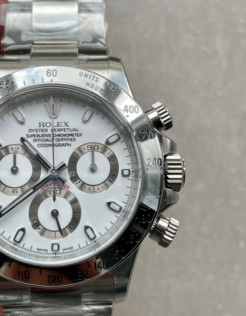 Daytona 116500 DAYTONA 1:1 Best Edition CF 904L SS Case and Bracelet White Dial Silver bezel SA4130