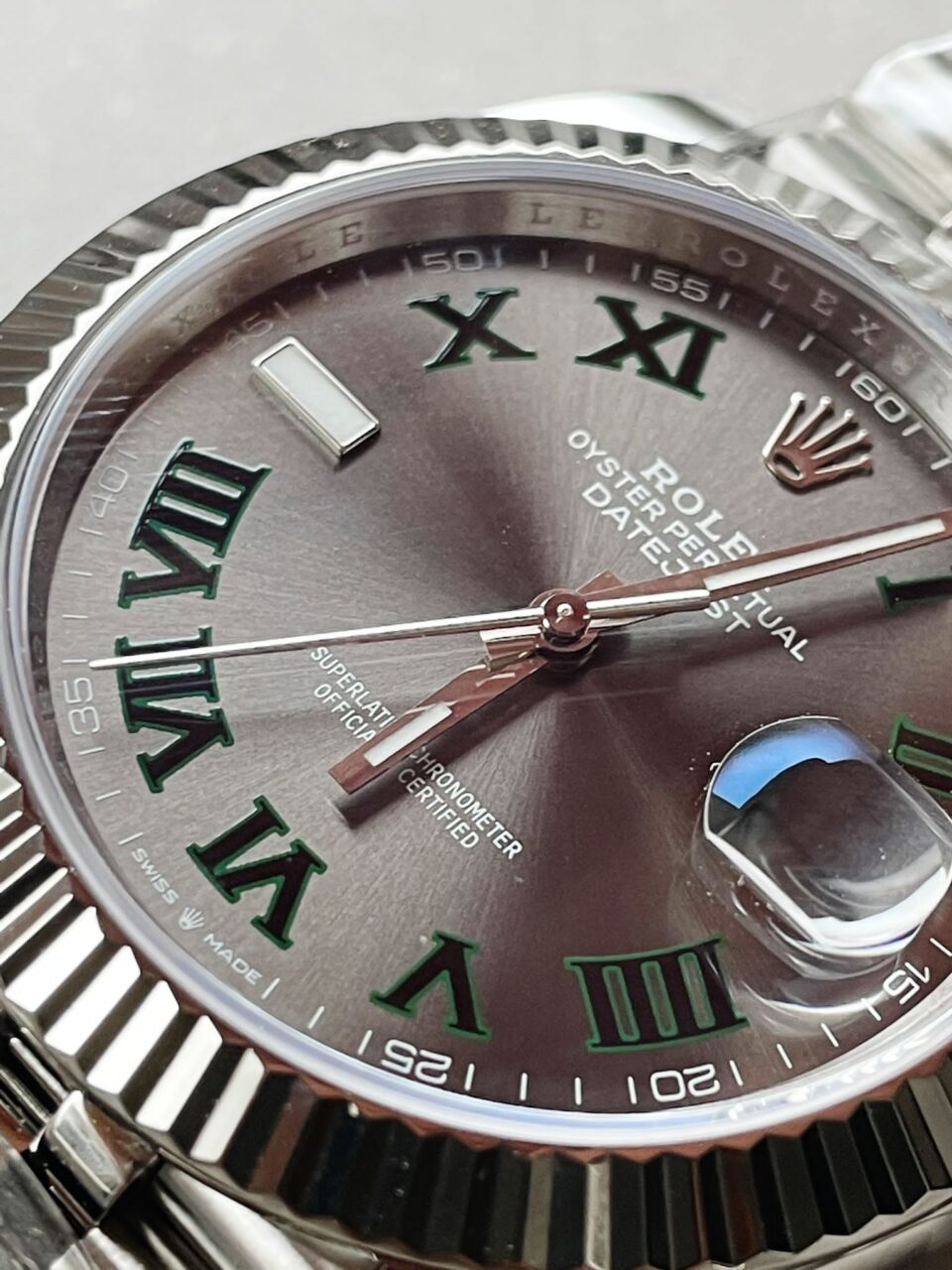DateJust Men “wimbledon”SS Grey textured Dial Roman Markers