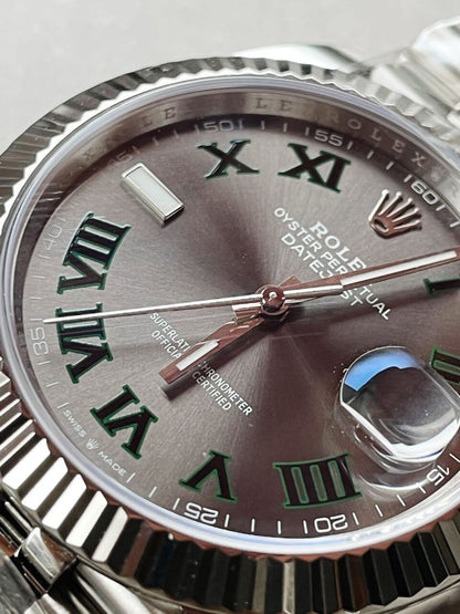 DateJust Men “wimbledon”SS Grey textured Dial Roman Markers