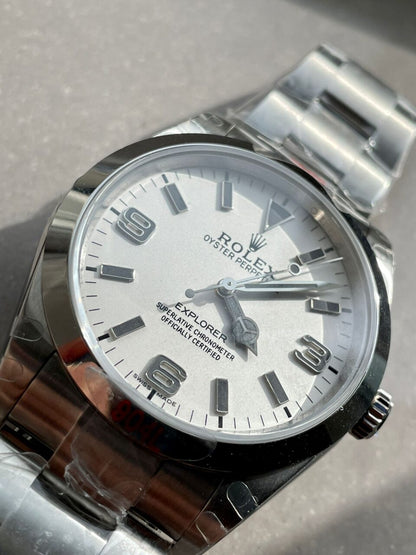 JDF Factory 1:1 Explorer 124270 36mm 904L Steel Best Edition White Dial VR3230