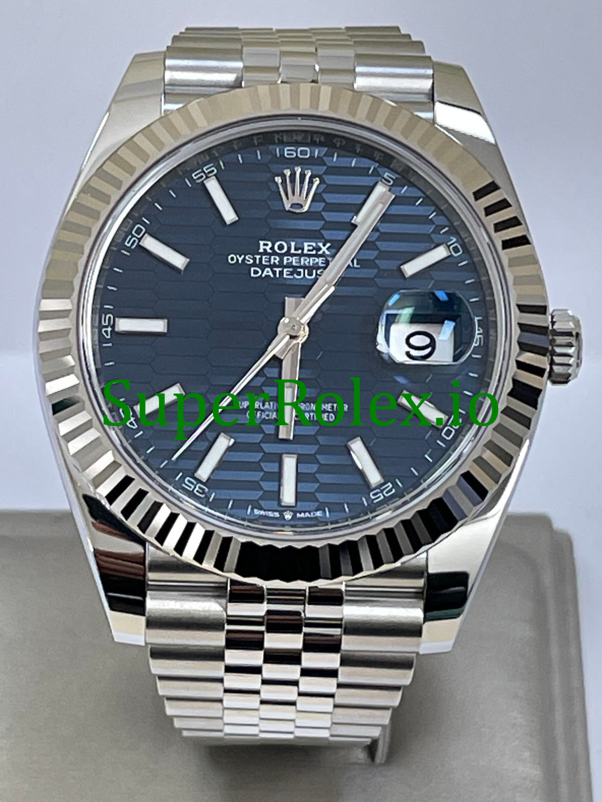 Datejust 41 White Gold Bright Blue Motif Dial Ref.126334