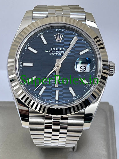 Datejust 41 White Gold Bright Blue Motif Dial Ref.126334