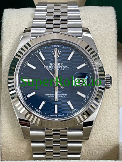 Datejust 41 White Gold Bright Blue Motif Dial Ref.126334