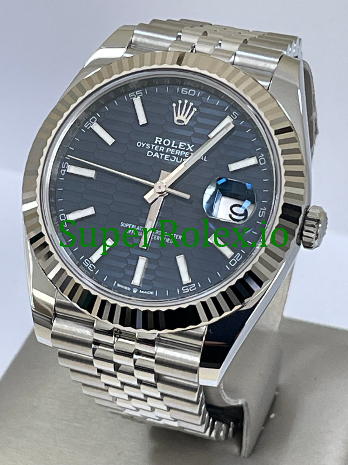 Datejust 41 White Gold Bright Blue Motif Dial Ref.126334