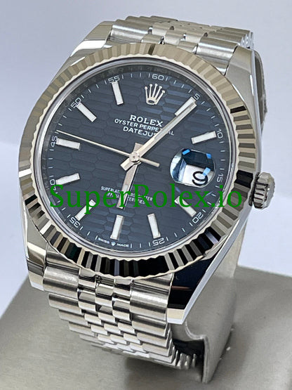 Datejust 41 White Gold Bright Blue Motif Dial Ref.126334
