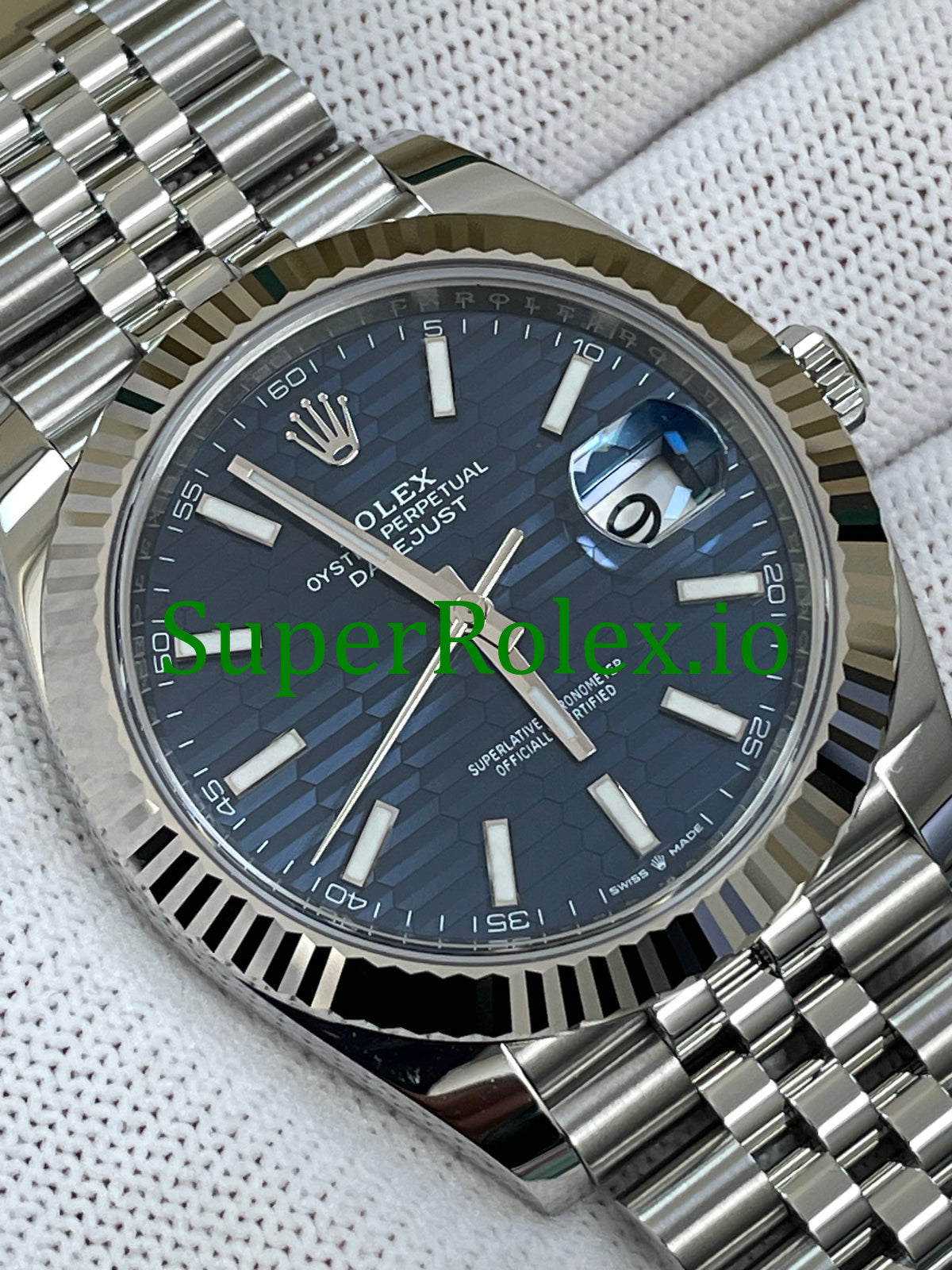 Datejust 41 White Gold Bright Blue Motif Dial Ref.126334