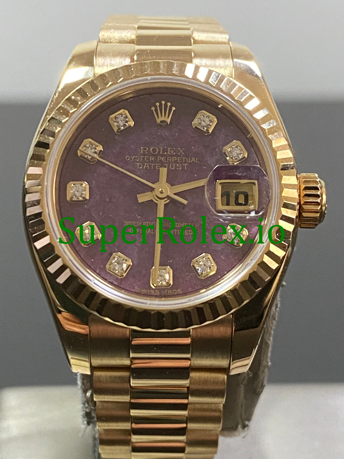 Lady-Datejust 26 Yellow Gold Rubelite Diamond Dial Ref.179178