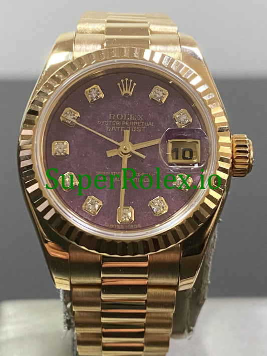 Lady-Datejust 26 Yellow Gold Rubelite Diamond Dial Ref.179178