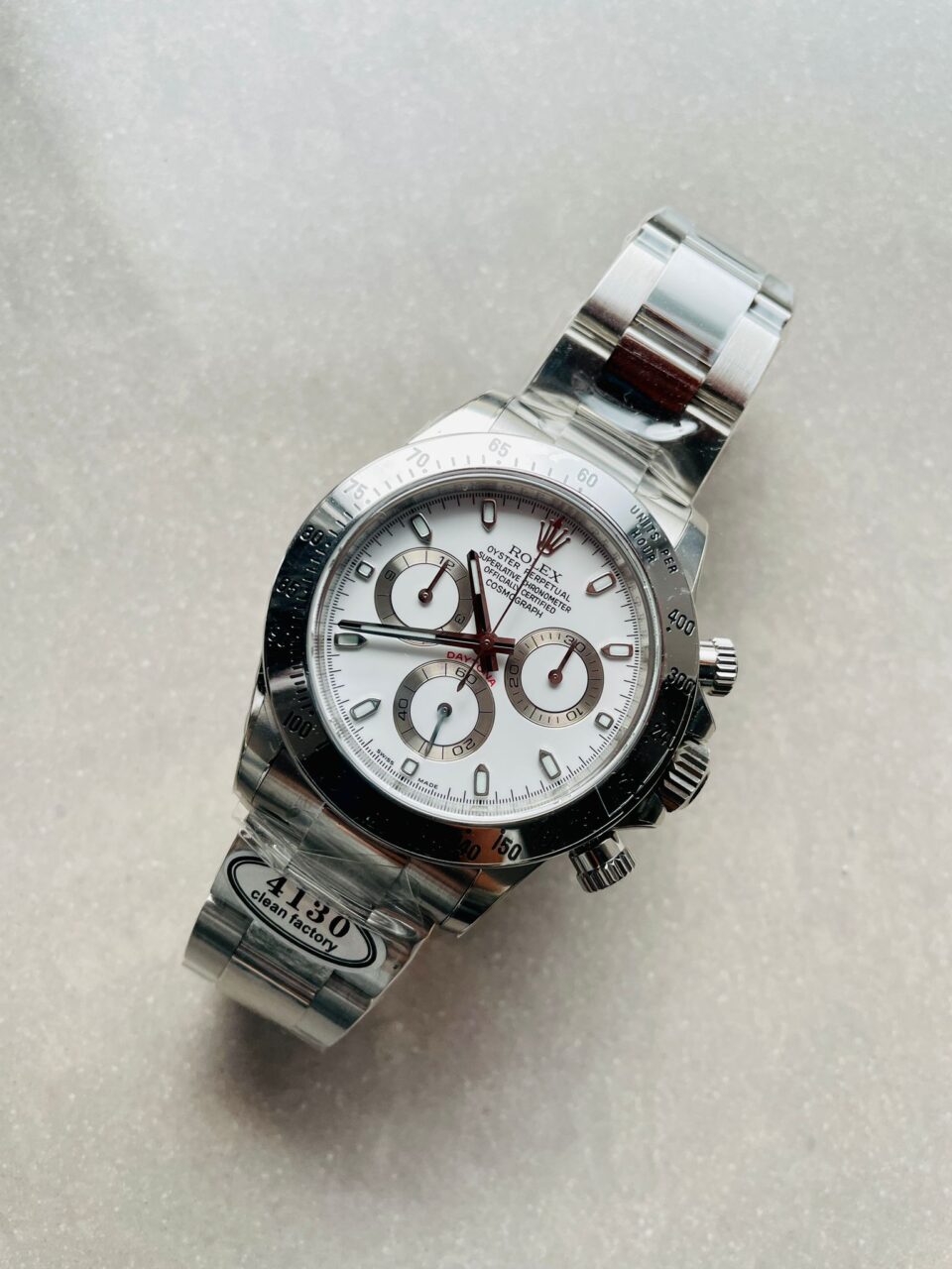 Daytona 116500 DAYTONA 1:1 Best Edition CF 904L SS Case and Bracelet White Dial Silver bezel SA4130