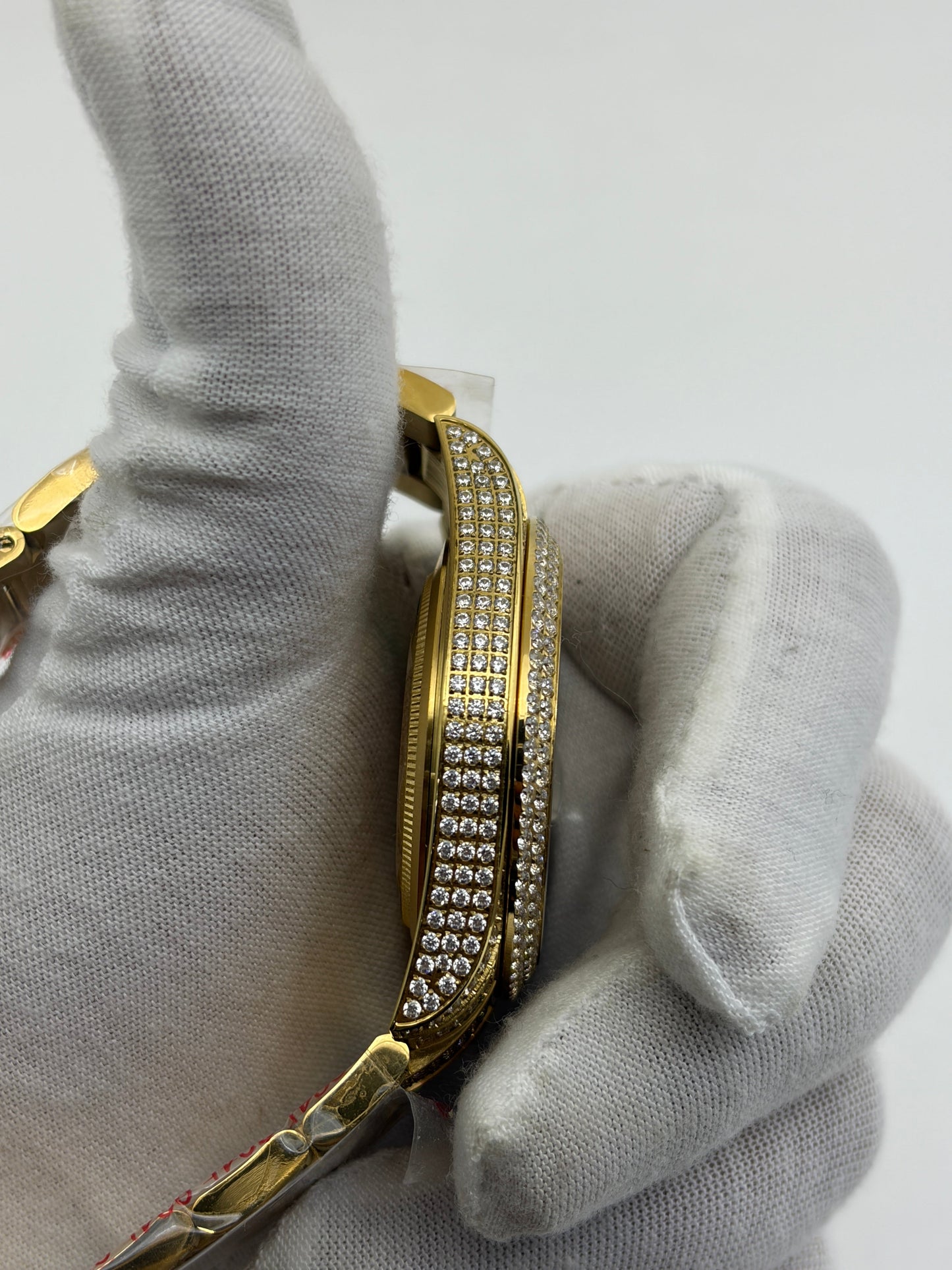 OYSTER PERPETUAL 41mm 904L SS SILVER/GOLD MOISSANITE DIAMONDS BRACELET AND DIAL A2824 iced out