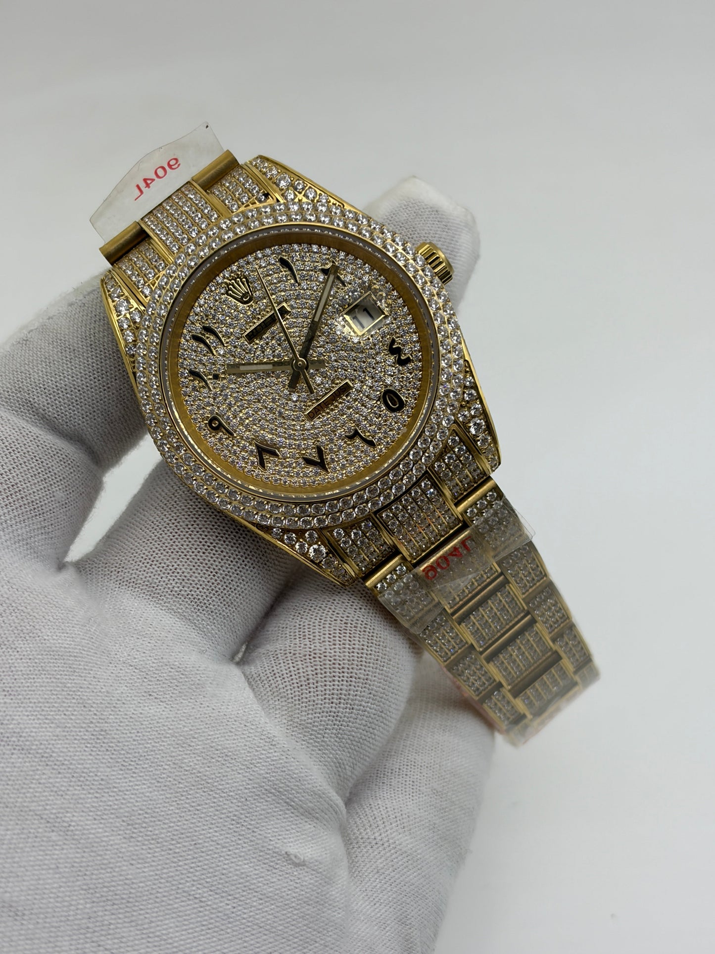 OYSTER PERPETUAL 41mm 904L SS SILVER/GOLD MOISSANITE DIAMONDS BRACELET AND DIAL A2824 iced out