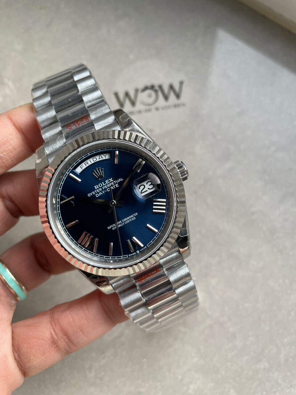 GMF Factory 1:1 DayDate 40mm 228239 Gain Weight SS/tungsten Blue Dial Roman Markers A3255